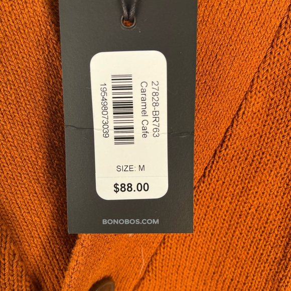 Bonobos Caramel Cafe Rust Orange All Cotton Cardigan - Picture 7 of 7